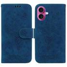 For iPhone 17 Butterfly Rose Embossed Leather Phone Case(Blue) - 1