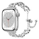 For Apple Watch Series 9 45mm Rhinestone Metal Bracelet Watch Band(Silver) - 1