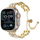 For Apple Watch Ultra 49mm Rhinestone Metal Bracelet Watch Band(Gold) - 1