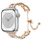 For Apple Watch Series 8 45mm Rhinestone Metal Bracelet Watch Band(Rose Gold) - 1