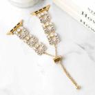 For Apple Watch Series 7 45mm Rhinestone Metal Bracelet Watch Band(Gold) - 2