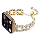 For Apple Watch Series 7 45mm Rhinestone Metal Bracelet Watch Band(Gold) - 3
