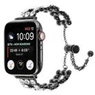 For Apple Watch Series 3 38mm Rhinestone Metal Bracelet Watch Band(Black) - 1