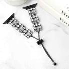 For Apple Watch Series 3 42mm Rhinestone Metal Bracelet Watch Band(Black) - 2