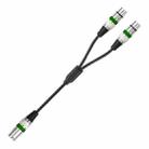 2055YMFF-05 XLR 3pin Male to Dual Female Audio Cable, Length: 50cm(Black+Green) - 1