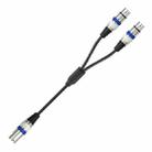 2055YMFF-05 XLR 3pin Male to Dual Female Audio Cable, Length: 50cm(Black+Blue) - 1