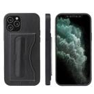 For iPhone 12 / 12 Pro Fierre Shann Full Coverage Protective Leather Case with Holder & Card Slot(Black) - 1
