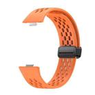 For Huawei Watch Fit3 Hole Style Magnetic Folding Black Buckle Silicone Watch Band(Orange) - 2