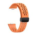 For Huawei Watch Fit3 Hole Style Magnetic Folding Black Buckle Silicone Watch Band(Orange) - 3