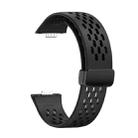 For Huawei Watch Fit3 Hole Style Magnetic Folding Black Buckle Silicone Watch Band(Black) - 3