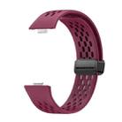 For Huawei Watch Fit3 Hole Style Magnetic Folding Black Buckle Silicone Watch Band(Wine Red) - 2