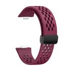 For Huawei Watch Fit3 Hole Style Magnetic Folding Black Buckle Silicone Watch Band(Wine Red) - 3