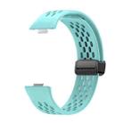 For Huawei Watch Fit3 Hole Style Magnetic Folding Black Buckle Silicone Watch Band(Teal) - 2