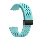 For Huawei Watch Fit3 Hole Style Magnetic Folding Black Buckle Silicone Watch Band(Teal) - 3