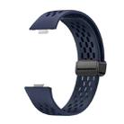 For Huawei Watch Fit3 Hole Style Magnetic Folding Black Buckle Silicone Watch Band(Midnight Blue) - 2
