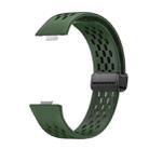 For Huawei Watch Fit3 Hole Style Magnetic Folding Black Buckle Silicone Watch Band(Dark Green) - 2