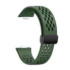 For Huawei Watch Fit3 Hole Style Magnetic Folding Black Buckle Silicone Watch Band(Dark Green) - 3