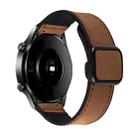 20mm Crazy Horse Texture Fold Magnetic Buckle Leather Silicone Watch Band(Dark Brown) - 1