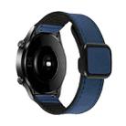 20mm Crazy Horse Texture Fold Magnetic Buckle Leather Silicone Watch Band(Dark Blue) - 1