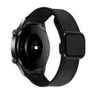 22mm Crazy Horse Texture Fold Magnetic Buckle Leather Silicone Watch Band(Black) - 1