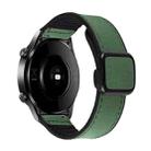 22mm Crazy Horse Texture Fold Magnetic Buckle Leather Silicone Watch Band(Green) - 1