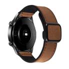 22mm Crazy Horse Texture Fold Magnetic Buckle Leather Silicone Watch Band(Dark Brown) - 1