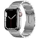For Apple Watch Series 8 41mm PG63 Three-Bead Protrusion Titanium Metal Watch Band(Silver) - 1