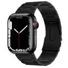 For Apple Watch Series 7 45mm PG63 Three-Bead Protrusion Titanium Metal Watch Band(Black) - 1
