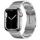 For Apple Watch Series 4 44mm PG63 Three-Bead Protrusion Titanium Metal Watch Band(Silver) - 1