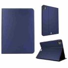 For iPad Pro 13 2024 Stretch Voltage Plain Leather Smart Tablet Case(Dark Blue) - 1