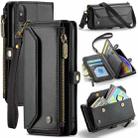 For iPhone XS / X CaseMe C36 Card Slots Zipper Wallet RFID Anti-theft Leather Phone Case(Black) - 1