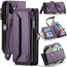 For iPhone 11 CaseMe C36 Card Slots Zipper Wallet RFID Anti-theft Leather Phone Case(Purple) - 1