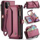 For iPhone 11 CaseMe C36 Card Slots Zipper Wallet RFID Anti-theft Leather Phone Case(Wine Red) - 1