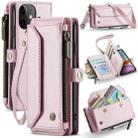 For iPhone 11 CaseMe C36 Card Slots Zipper Wallet RFID Anti-theft Leather Phone Case(Pink) - 1