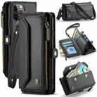 For iPhone 11 Pro Max CaseMe C36 Card Slots Zipper Wallet RFID Anti-theft Leather Phone Case(Black) - 1