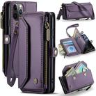 For iPhone 11 Pro Max CaseMe C36 Card Slots Zipper Wallet RFID Anti-theft Leather Phone Case(Purple) - 1