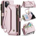 For iPhone 11 Pro Max CaseMe C36 Card Slots Zipper Wallet RFID Anti-theft Leather Phone Case(Pink) - 1
