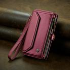 For iPhone 12 Pro Max CaseMe C36 Card Slots Zipper Wallet RFID Anti-theft Leather Phone Case(Wine Red) - 2