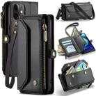 For iPhone 12 CaseMe C36 Card Slots Zipper Wallet RFID Anti-theft Leather Phone Case(Black) - 1
