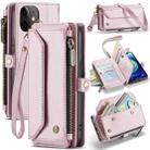 For iPhone 12 CaseMe C36 Card Slots Zipper Wallet RFID Anti-theft Leather Phone Case(Pink) - 1