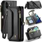 For iPhone 12 mini CaseMe C36 Card Slots Zipper Wallet RFID Anti-theft Leather Phone Case(Black) - 1