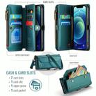 For iPhone 12 mini CaseMe C36 Card Slots Zipper Wallet RFID Anti-theft Leather Phone Case(Blue-green) - 3