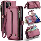 For iPhone 12 mini CaseMe C36 Card Slots Zipper Wallet RFID Anti-theft Leather Phone Case(Wine Red) - 1