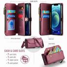 For iPhone 12 mini CaseMe C36 Card Slots Zipper Wallet RFID Anti-theft Leather Phone Case(Wine Red) - 3