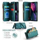 For iPhone 13 CaseMe C36 Card Slots Zipper Wallet RFID Anti-theft Leather Phone Case(Blue-green) - 3