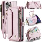For iPhone 13 CaseMe C36 Card Slots Zipper Wallet RFID Anti-theft Leather Phone Case(Pink) - 1