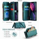 For iPhone 13 mini CaseMe C36 Card Slots Zipper Wallet RFID Anti-theft Leather Phone Case(Blue-green) - 3