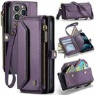 For iPhone 13 Pro CaseMe C36 Card Slots Zipper Wallet RFID Anti-theft Leather Phone Case(Purple) - 1