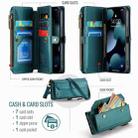 For iPhone 13 Pro CaseMe C36 Card Slots Zipper Wallet RFID Anti-theft Leather Phone Case(Blue-green) - 3