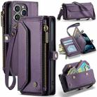 For iPhone 13 Pro Max CaseMe C36 Card Slots Zipper Wallet RFID Anti-theft Leather Phone Case(Purple) - 1